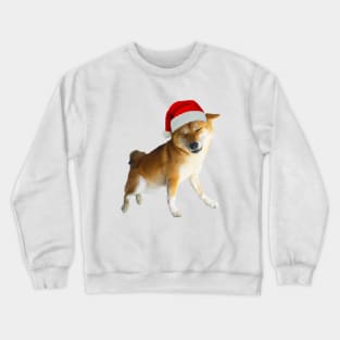 Lilly the Shiba Inu Airplane Ears with Christmas Santa Hat Crewneck Sweatshirt